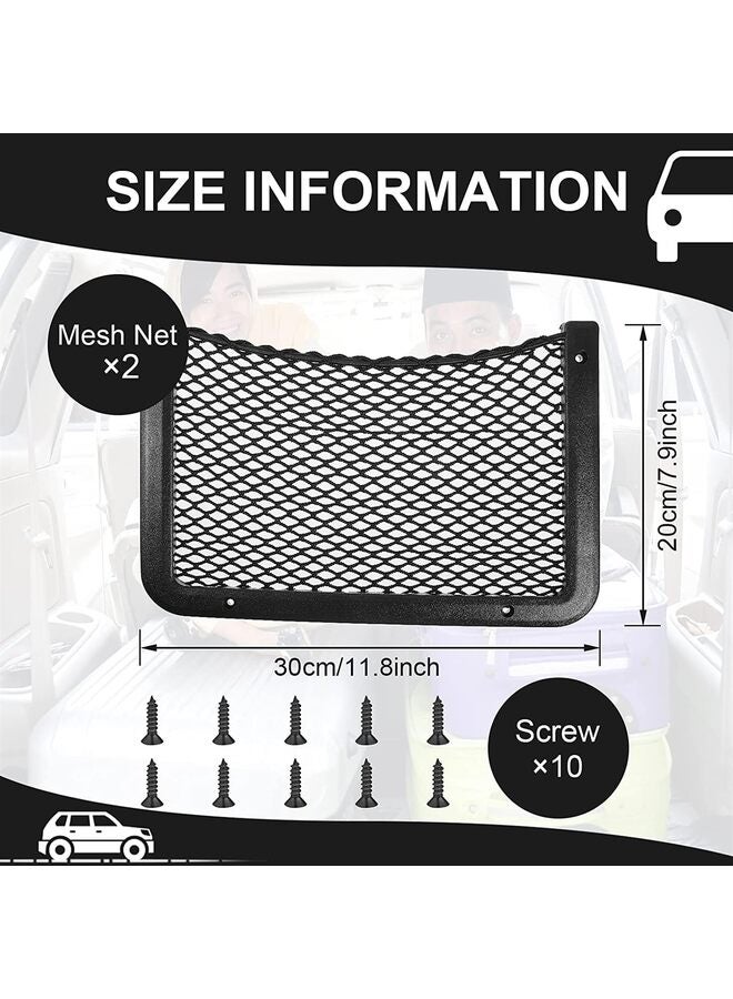 LAMAY 2pcs Large Plastic Frame Car Storage Net Bag Phone Car Mesh Net Holder Storage Boat Cargo Pocket Organizer Framed Mesh Net Pocket with Screws for Auto Net - Image 2